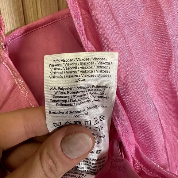 Noisy May Nmelin Satin Singlet Ruching Women's Dress in Fuchsia Pink Size M - Picture 9 of 10